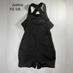 Justice Black Sleeveless Kids Bodysuit